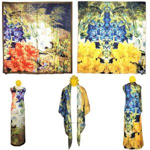 NWT Double Sided Silk Scarf 53"x53" Large Square Shawl Wrap SJJL 3206